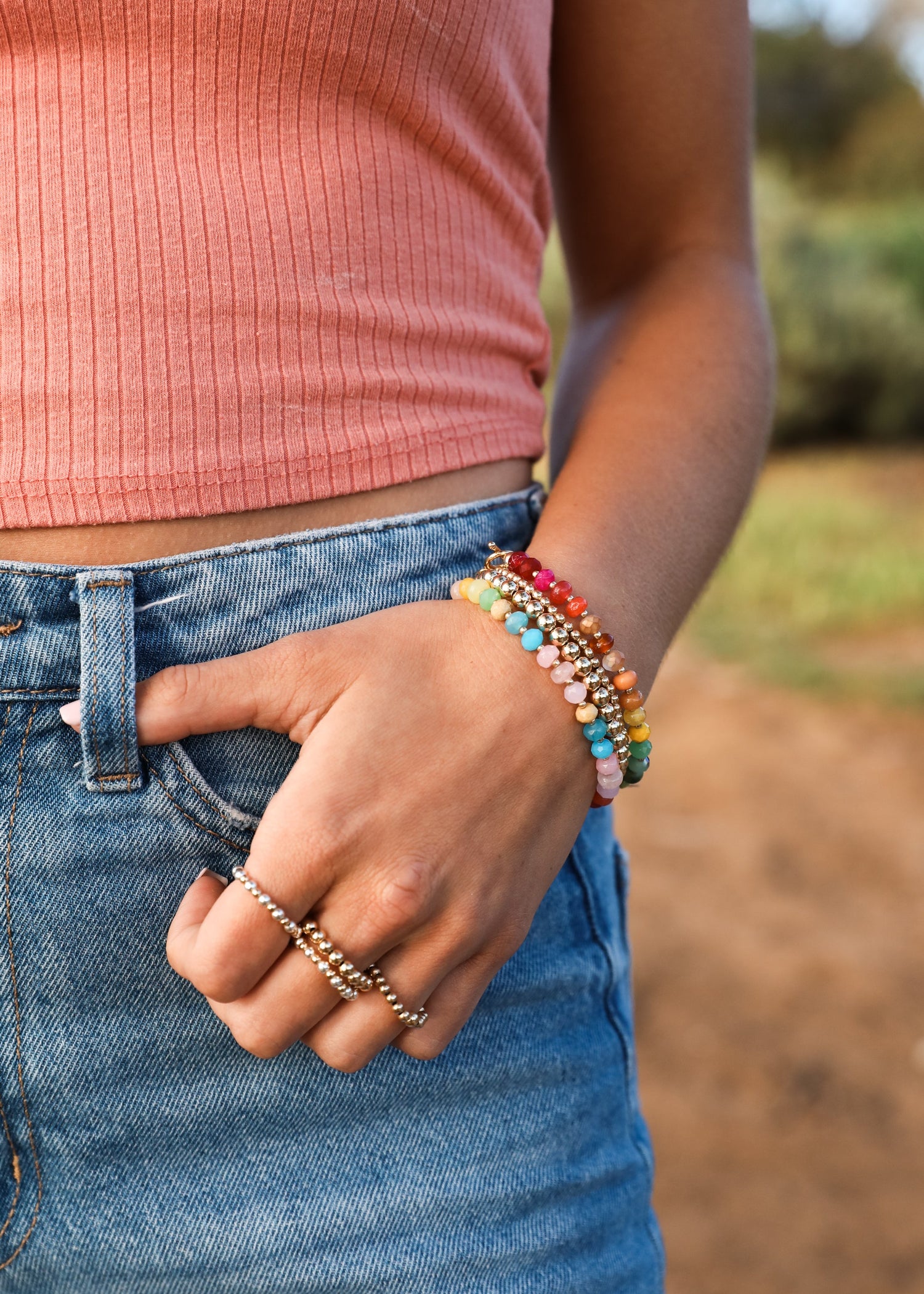Natural Gemstone Bracelet + 14k Gold Filled Toggle : Key West by CanyonLeaf