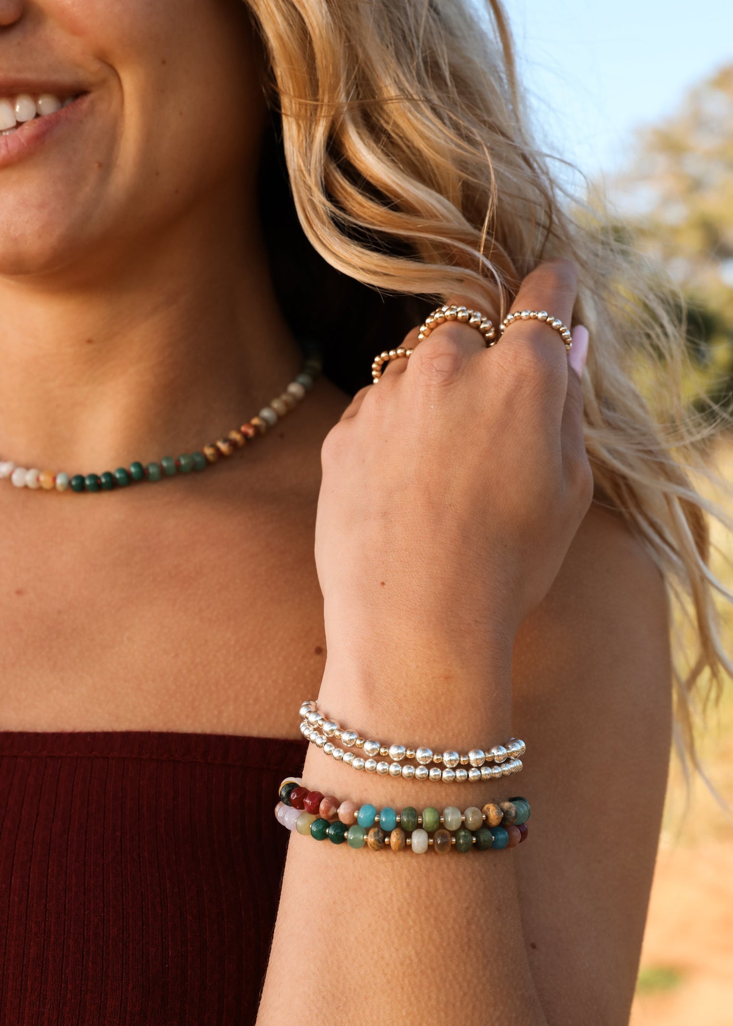 Natural Gemstone Bracelet + 14k Gold Filled Toggle : Sandbar by CanyonLeaf