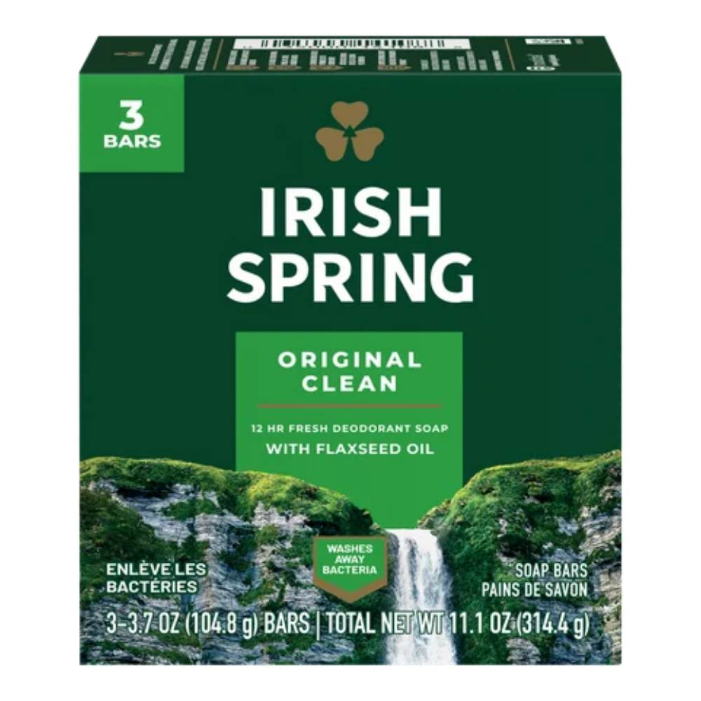 Irish Spring Original Clean Deodorant Soap Bar (3.7oz 3pk) by Farmacias Savia