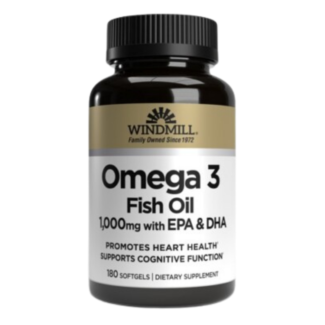 Windmill Omega 3 Fish Oil 1000mg Supplement (180 Softgels) by Farmacias Savia
