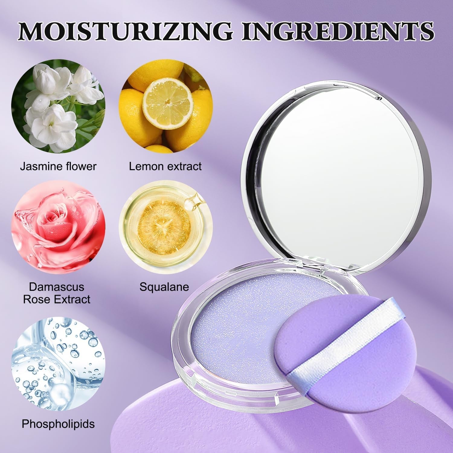 Gel-Like Formula Oil-Control Primer &amp; Setting Powder, Polvos Compactos Matte Powder for Silky Blurring Oil Control, Lavender Blurring Powder by Korean Skin Care