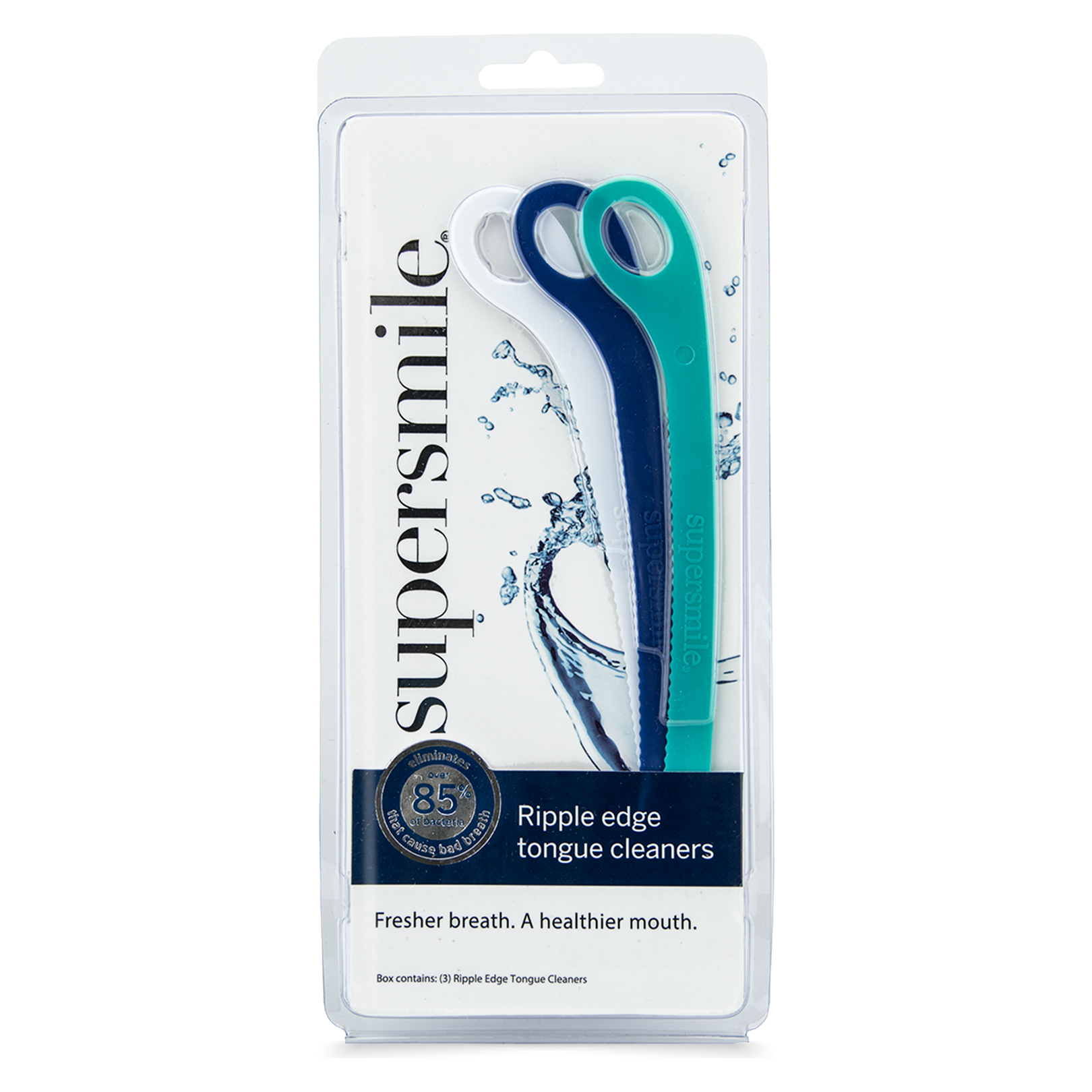 Supersmile Rippled Edge Tongue Cleaner, 3 Pack - 5 Oz by Pasteur Pharmacy