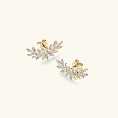 Sparkala™ 925 Sterling Silver Leaf Shape Stud Earrings by Sparkala