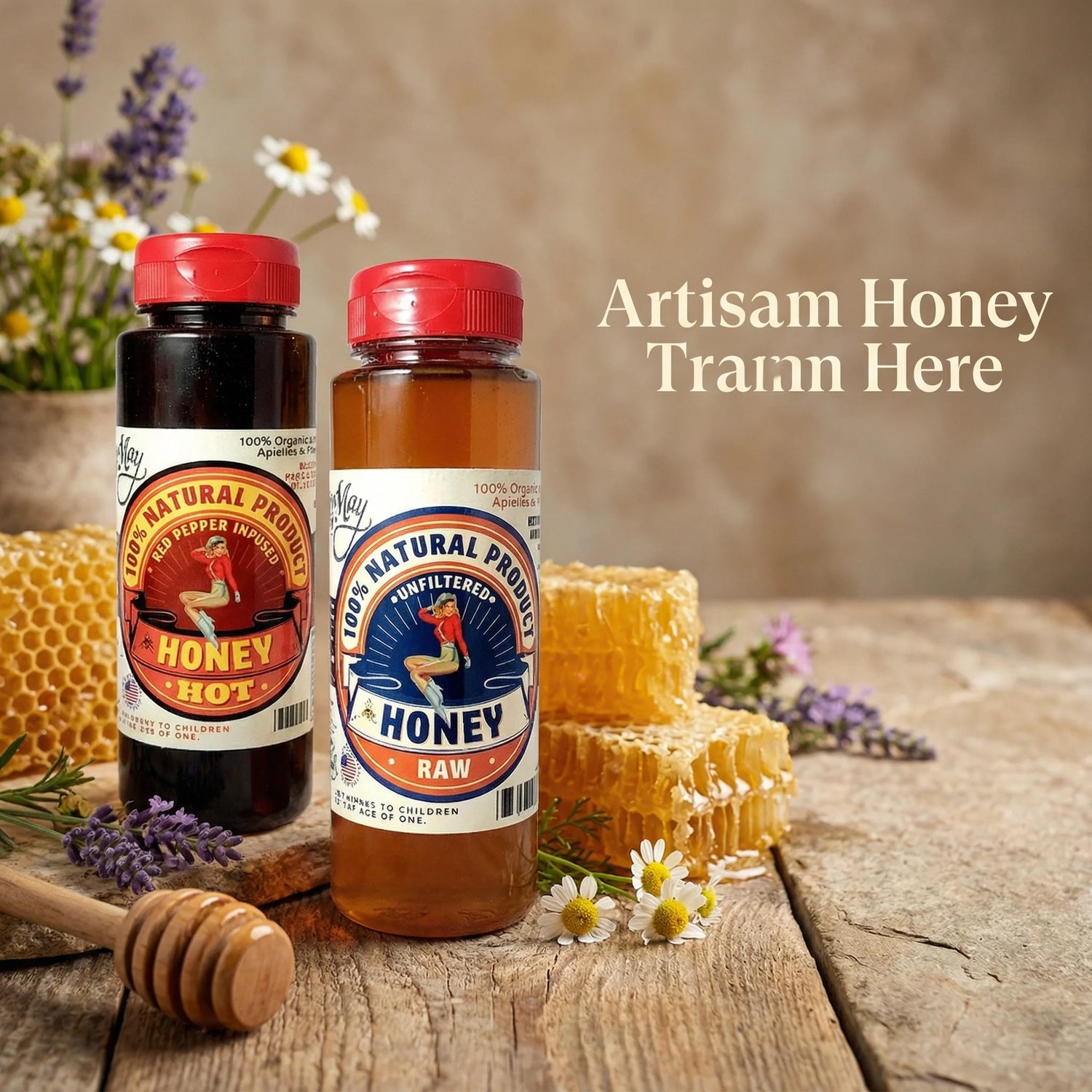Raw Honey &amp; Hot Honey Duo - Sweet Heat 2-Pack Gift Set | Small Batch Farm Grown | Lady May by The Lady May