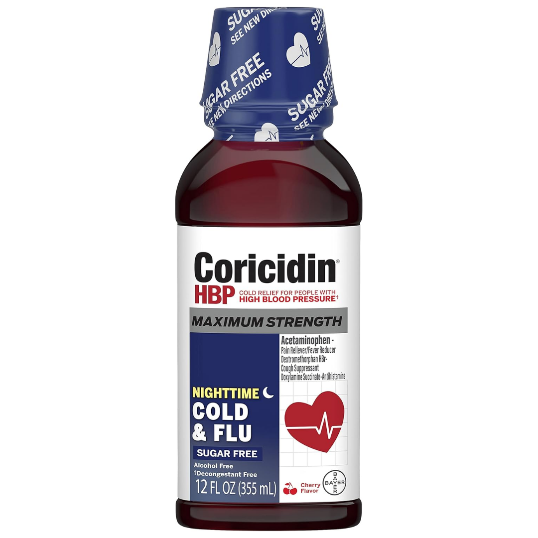 Coricidin HBP Nighttime Cold &amp; Flu Relief Liquid (12oz) by Farmacias Savia