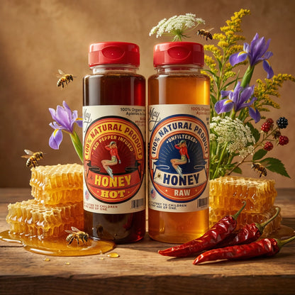Raw Honey &amp; Hot Honey Duo - Sweet Heat 2-Pack Gift Set | Small Batch Farm Grown | Lady May by The Lady May