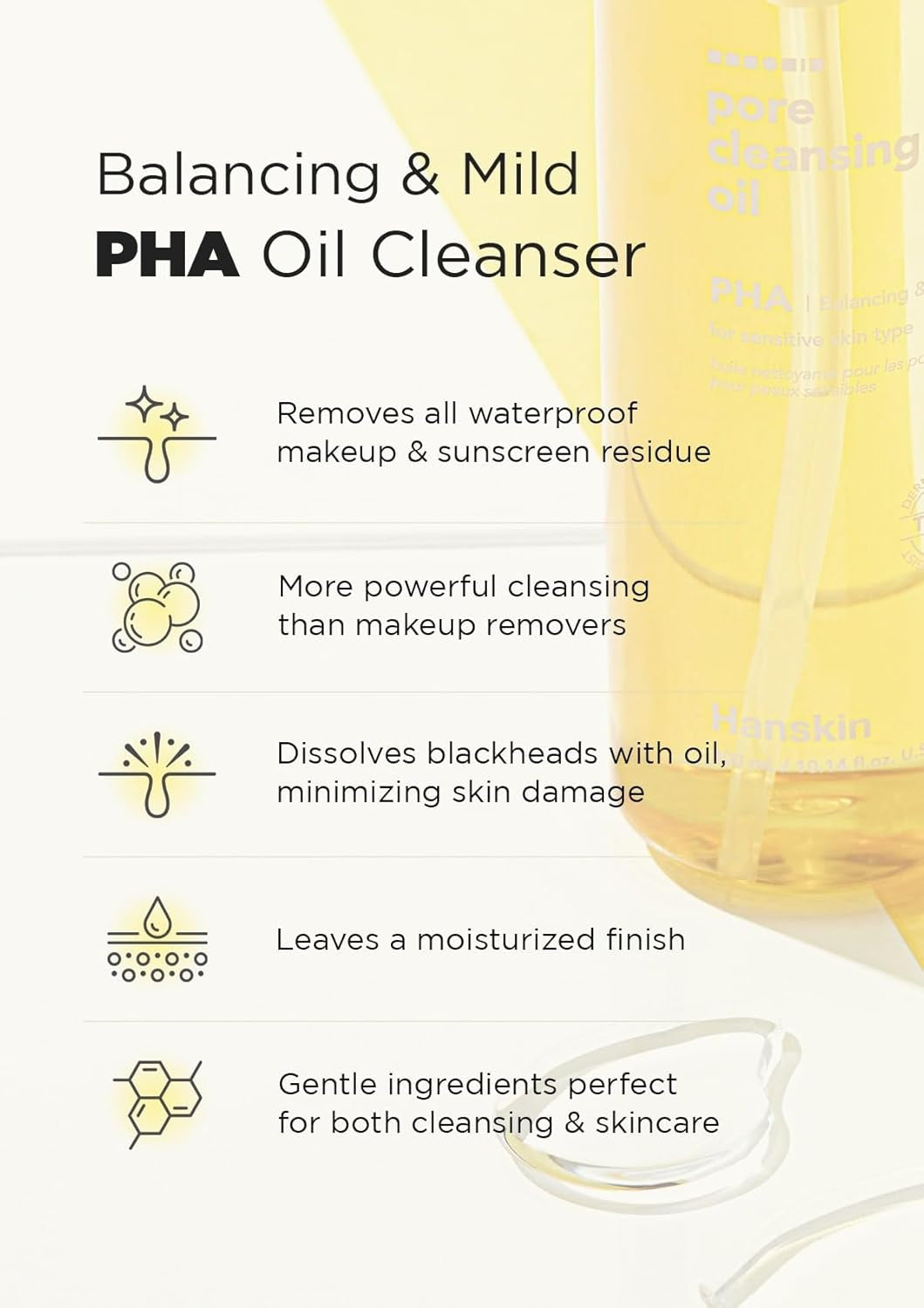 Pore Cleansing Oil, Oil Cleanser for Face, Makeup Blackhead Remover, Korean Cleanser for Sensitive Skin [PHA] (10.14 Oz) by Korean Skin Care