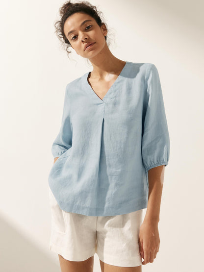 100% Linen Puff Sleeves Top LEAH by LINTICO
