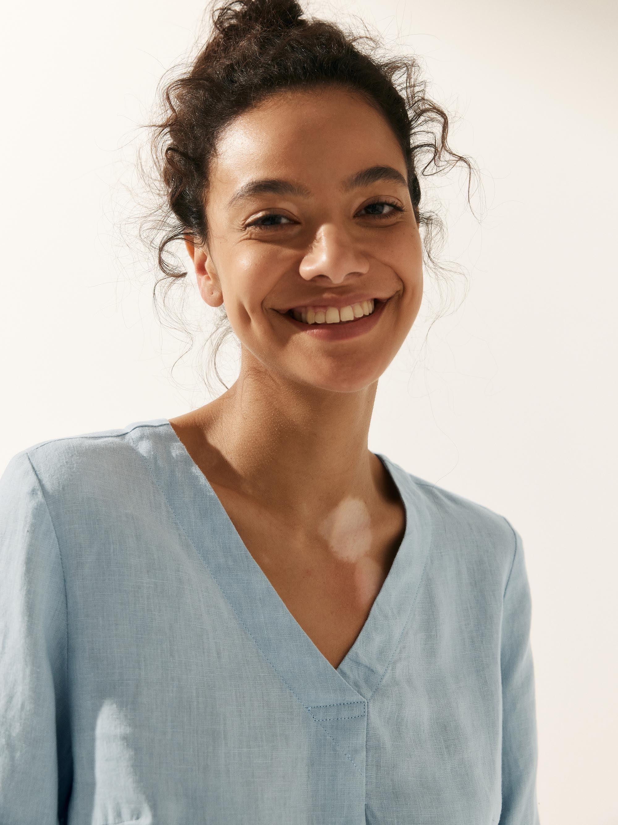 100% Linen Puff Sleeves Top LEAH by LINTICO