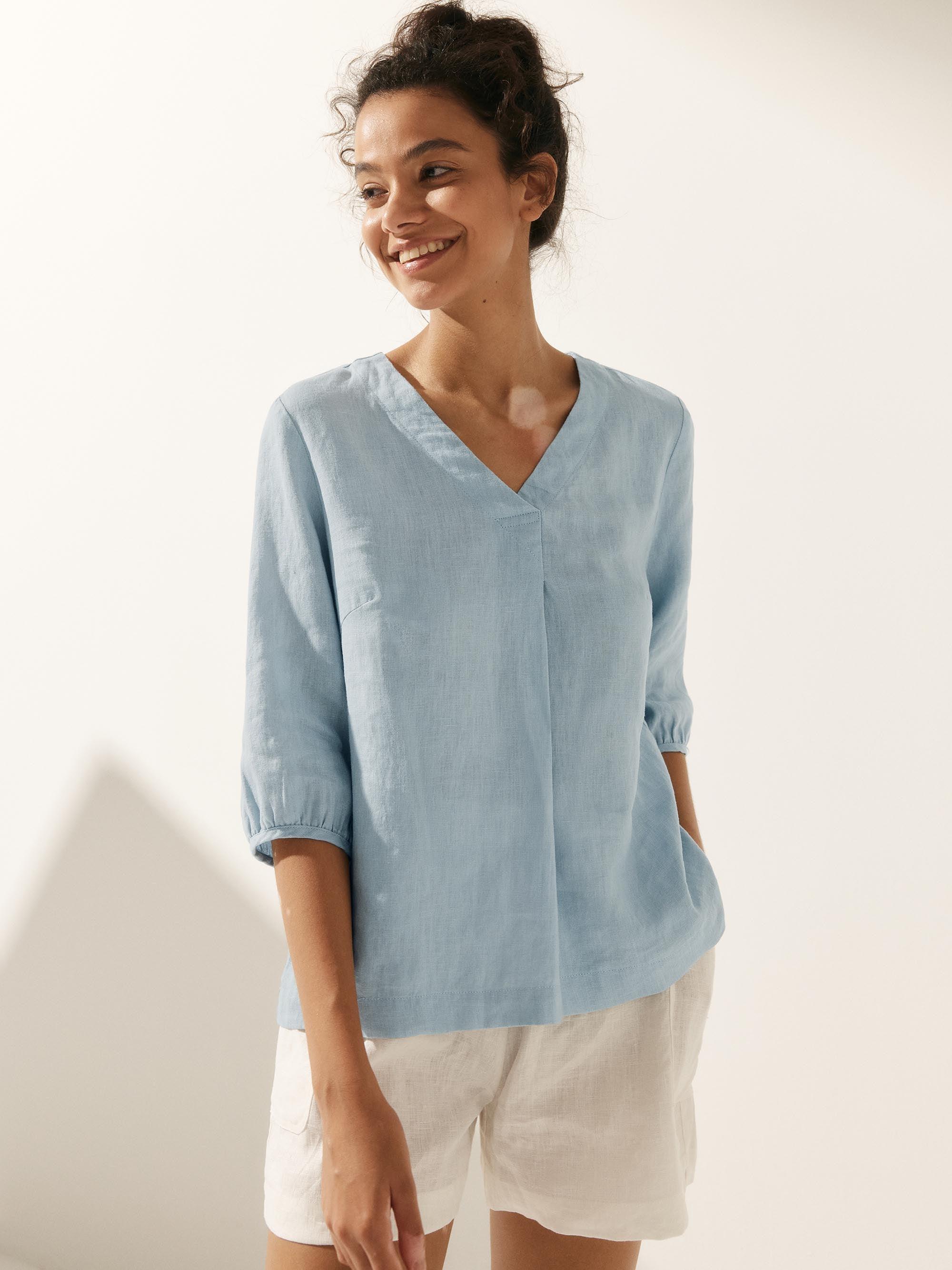 100% Linen Puff Sleeves Top LEAH by LINTICO