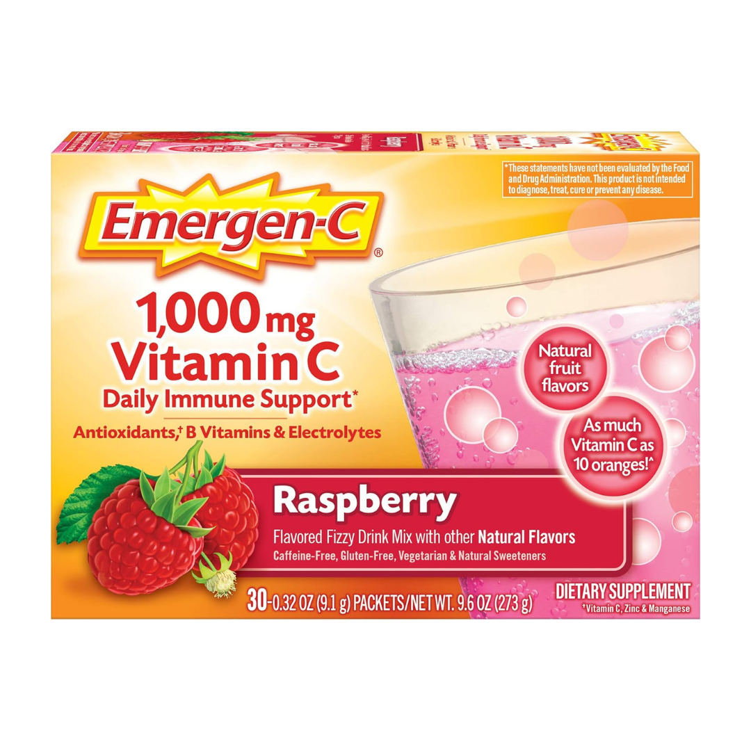 Emergen-C Vitamin C 1000mg Powder Raspberry (10ct) by Farmacias Savia