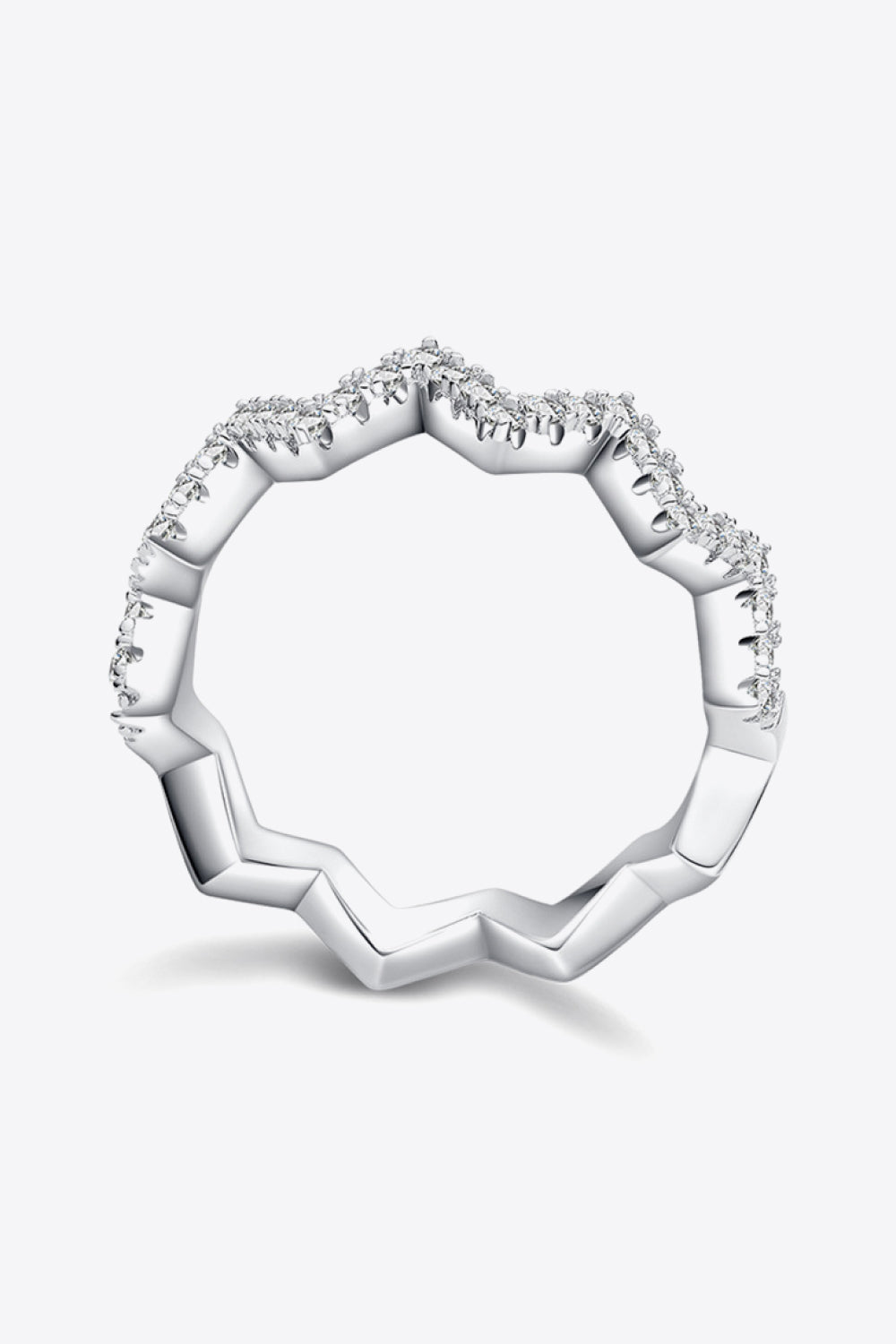 Sparkala™ Wavy Band Ring (Platinum Over Pure Sterling Silver) by Sparkala