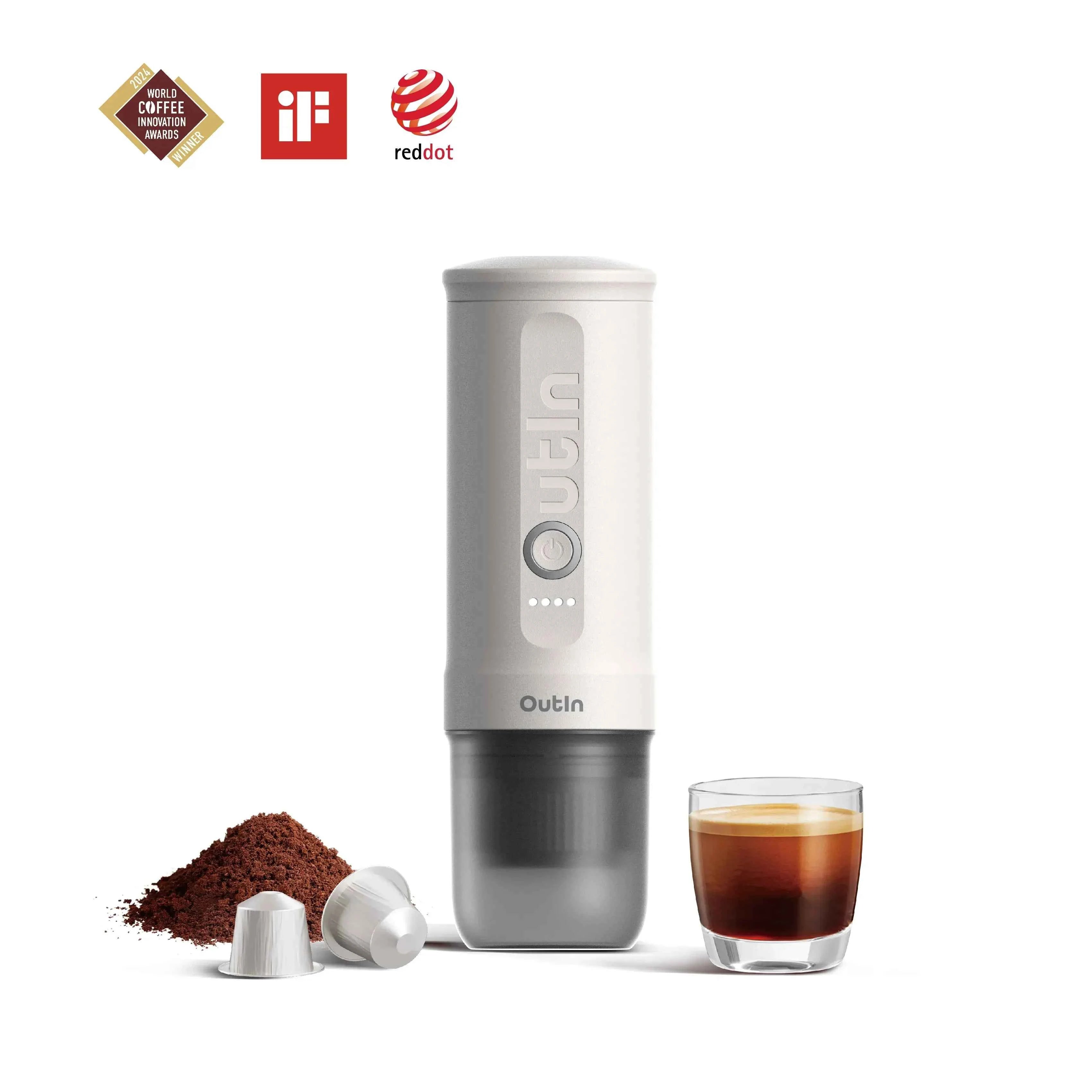 Nano Portable Espresso Machine (Pearl White) by OutIn
