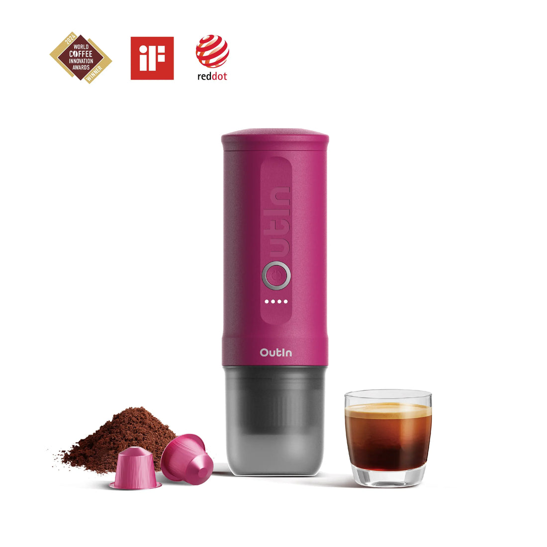 Nano Portable Espresso Machine (Fuchsia Pink) by OutIn