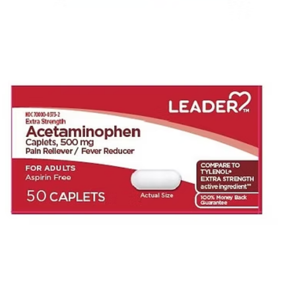 Leader Acetaminophen Pain Reliever / Fever Reducer (500mg 50 ct) by Farmacias Savia
