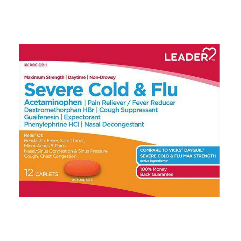 Leader Severe Cold &amp; Flu Maximum Strength Day Time (12ct) by Farmacias Savia