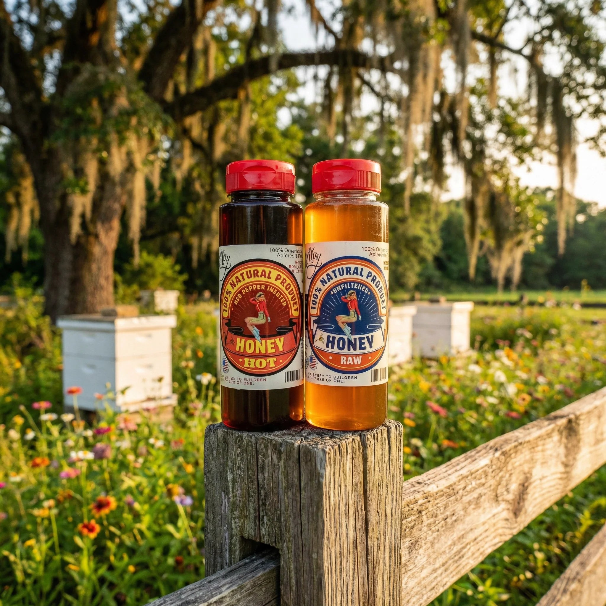Raw Honey &amp; Hot Honey Duo - Sweet Heat 2-Pack Gift Set | Small Batch Farm Grown | Lady May by The Lady May