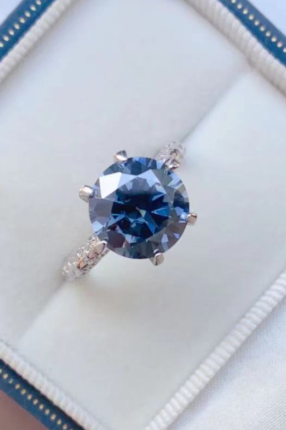 5 Carat Cobalt Blue Blue Brilliant Round Cut Sparkala™ Platinum Over Pure Sterling Silver Ring by Sparkala