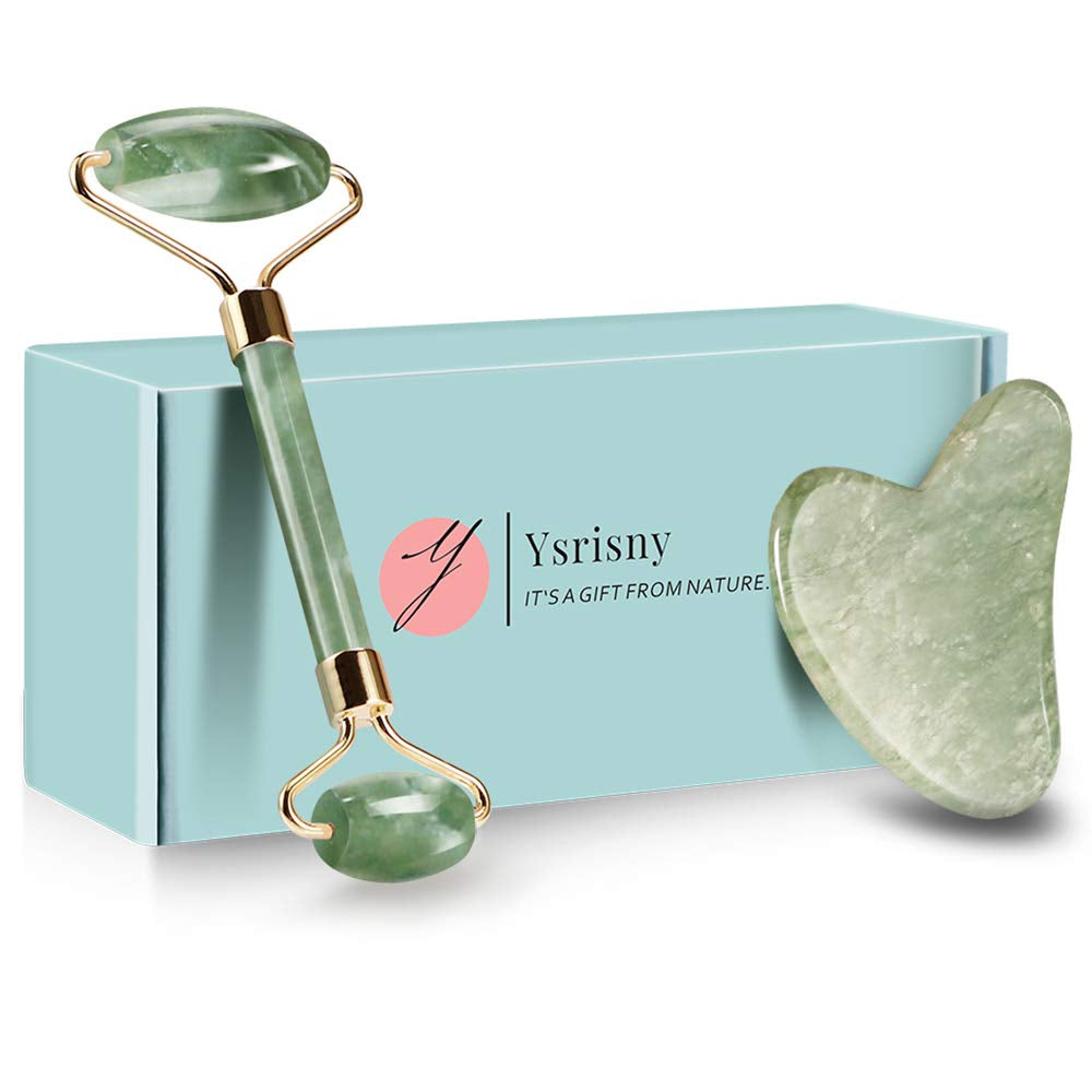 Gua Sha Facial Tools Jade Roller for Face - Facial Massage Tool for anti Aging Wrinkles and Skin Rejuvenate -100% Natural Jade Stone for Face Eyes (Jade Roller+Gua SHA) by Korean Skin Care
