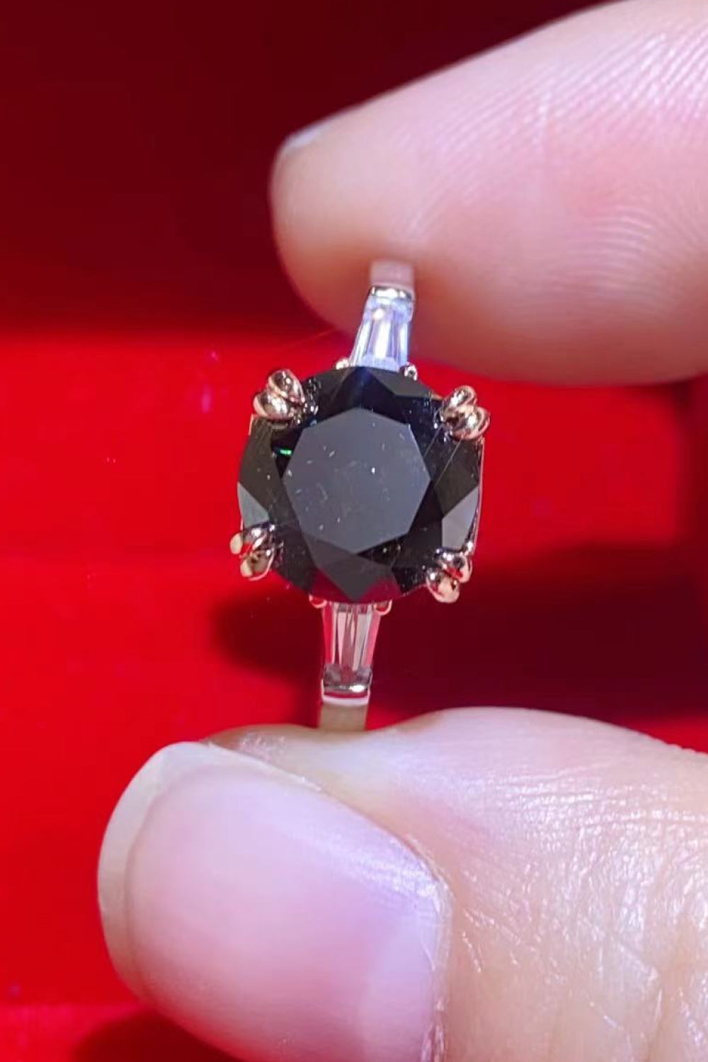 2 Carat Black Black Brilliant Round Cut Sparkala™ Platinum-Plated Ring by Sparkala
