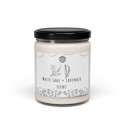White Sage Lavender Scented Soy Candle | Calm Relaxation Gift, Aromatherapy Candle, Home Decor, Self-Care, Eco-Friendly -- 9oz by Spee24, LLC