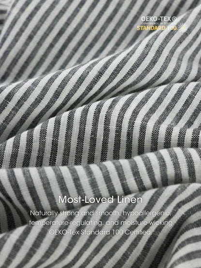 100% Linen Striped Elastic-Waist Mini Dress ARIA by LINTICO