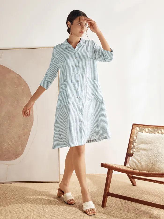 100% Linen Shirt Dress MADISON by LINTICO