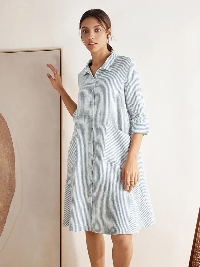 100% Linen Shirt Dress MADISON by LINTICO