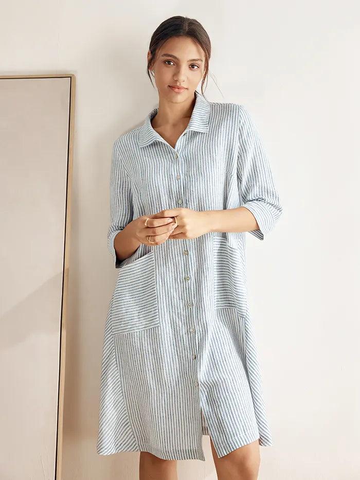 100% Linen Shirt Dress MADISON by LINTICO
