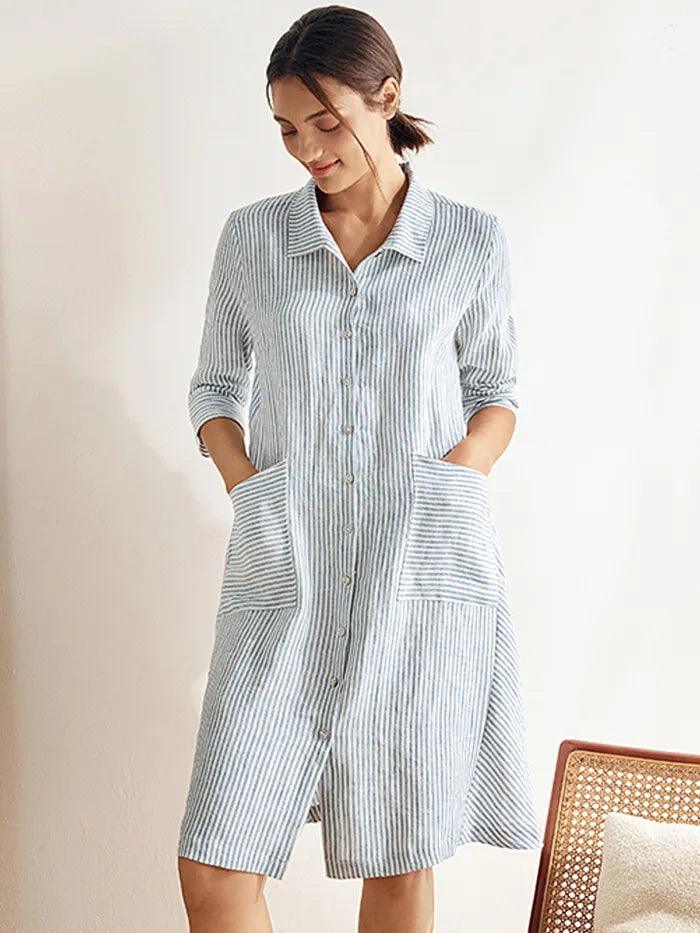 100% Linen Shirt Dress MADISON by LINTICO