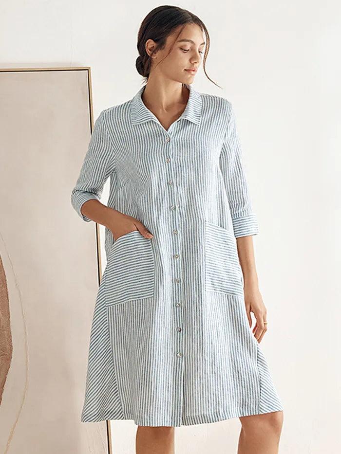 100% Linen Shirt Dress MADISON by LINTICO