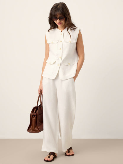 Linen Four-Pocket Tailored Sleeveless Vest COSIMA by LINTICO