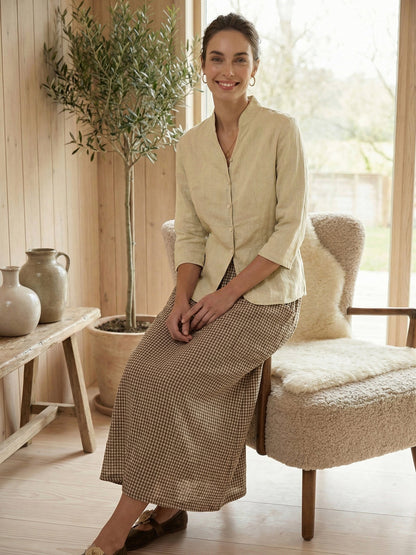 100% Linen Hand Button Fitted Jacket AMELIA by LINTICO
