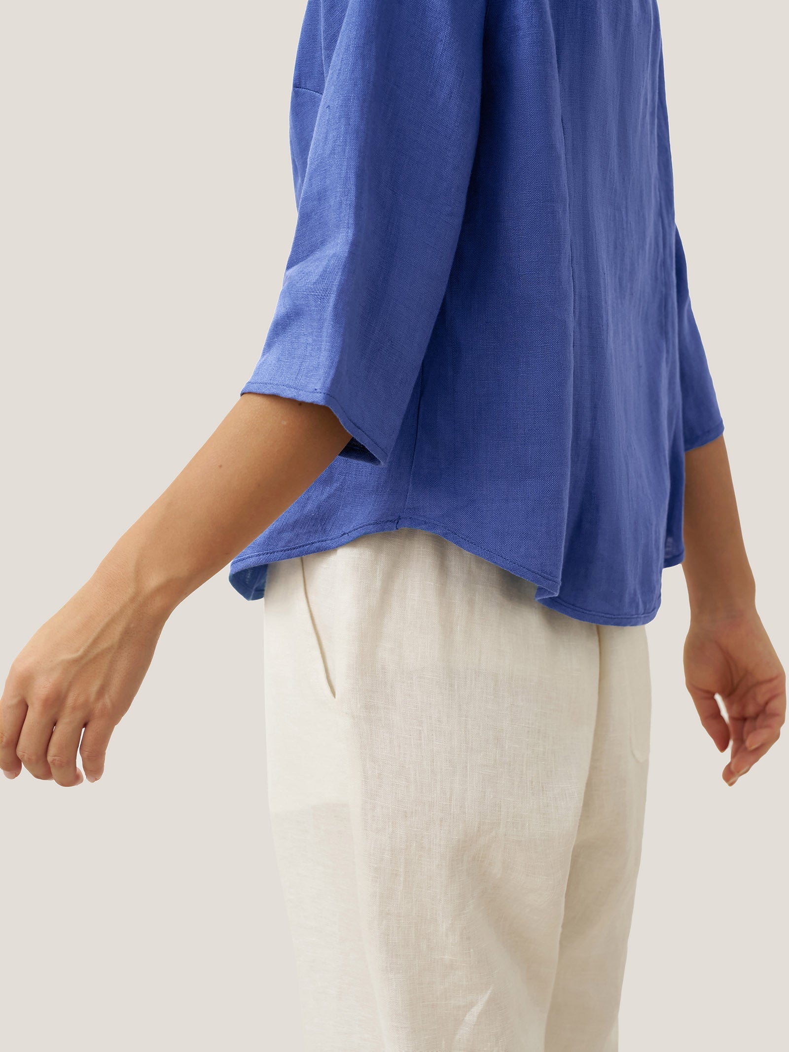 100% Linen Hand Button Fitted Jacket AMELIA by LINTICO