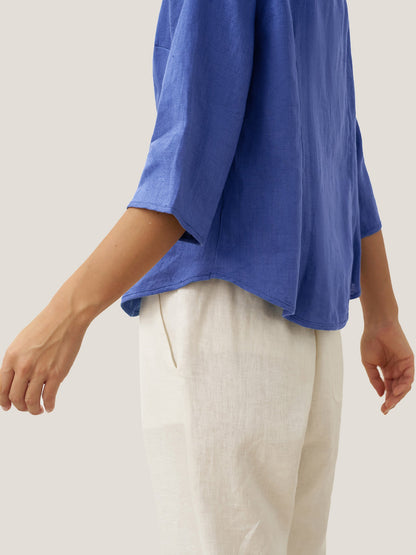 100% Linen Hand Button Fitted Jacket AMELIA by LINTICO