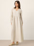 100% Linen Sculpted-Hood Caftan Midi Dress LINETTE by LINTICO
