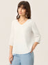 100% Linen Scoop Neck Slit Back Pullover Top FELICIA by LINTICO
