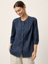 100% Linen Sculpted Accordion Pleat Crew Neck Shirt RANA by LINTICO