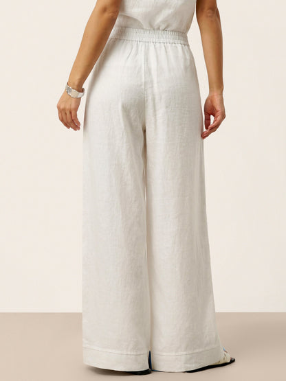 100% Linen Sculpted Pleat Elasticated Back Relaxed Pants VERIDIANA by LINTICO
