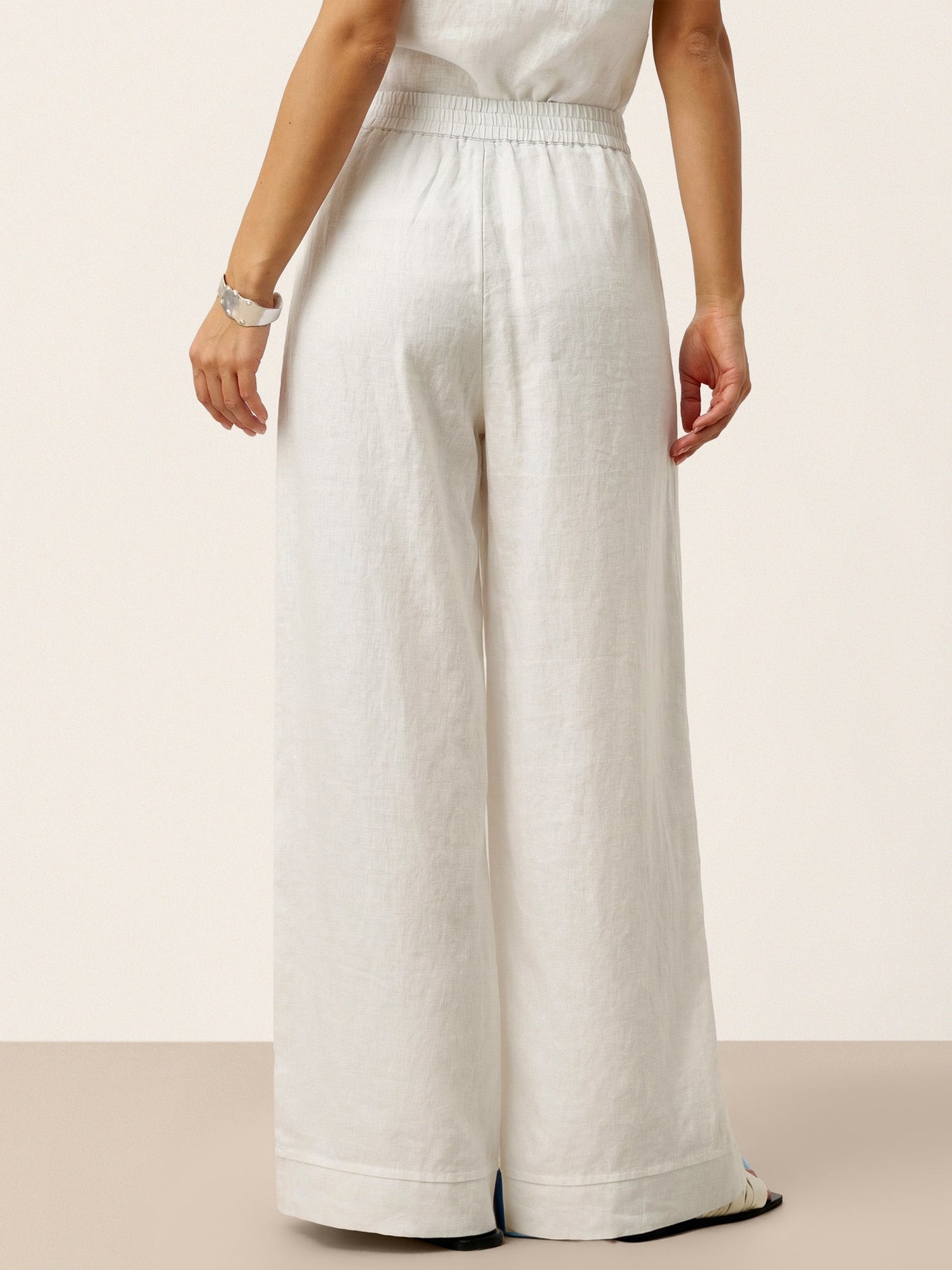 100% Linen Sculpted Pleat Elasticated Back Relaxed Pants VERIDIANA by LINTICO