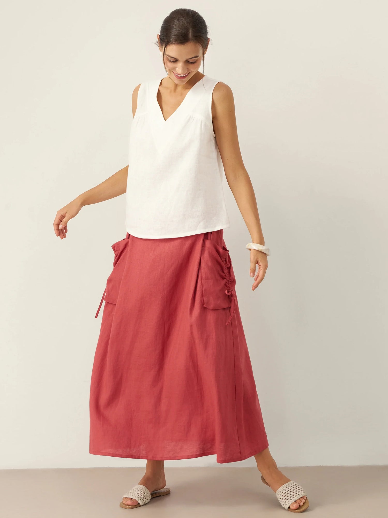 100% Linen V-Neck Sleeveless Tank Top NICOLE by LINTICO