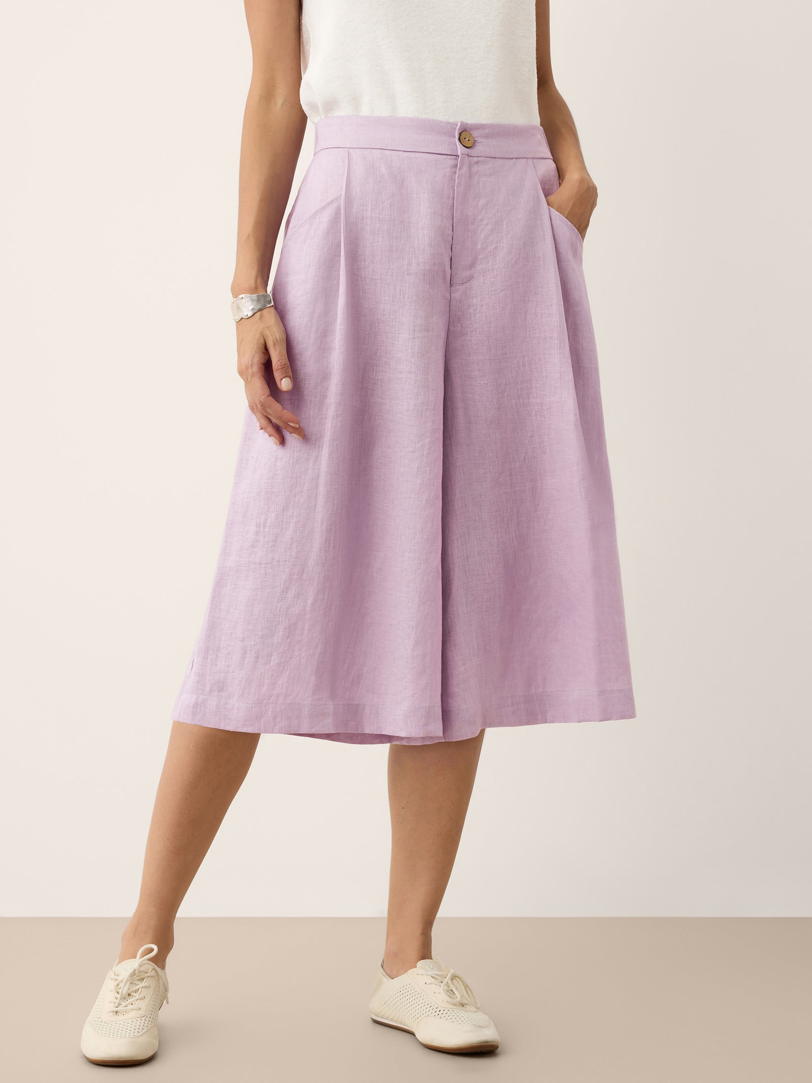 100% Linen A-Line Bermuda Shorts RAVENNA by LINTICO