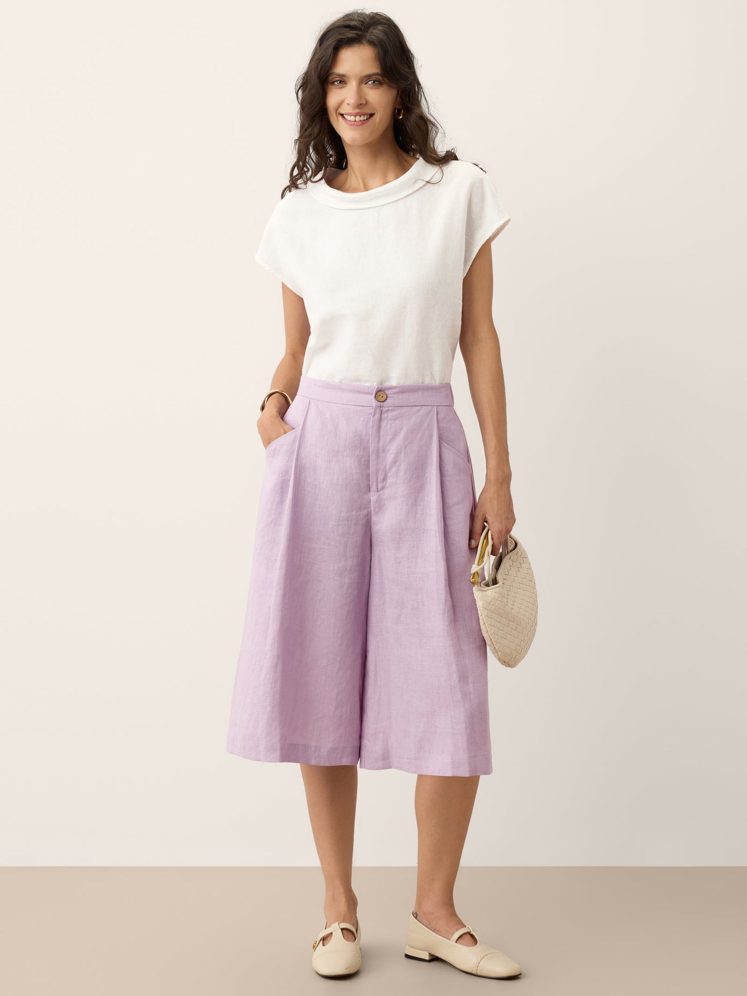 100% Linen A-Line Bermuda Shorts RAVENNA by LINTICO