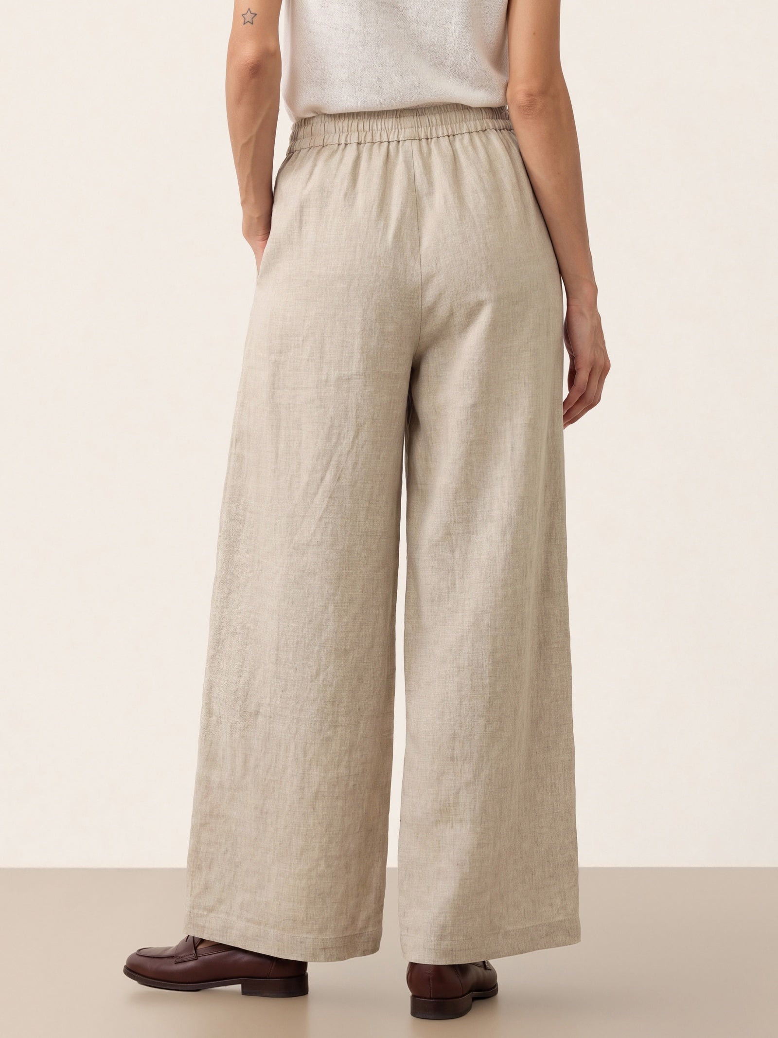 100% Linen Pleated Waist Wide Leg Pants LOUISA by LINTICO