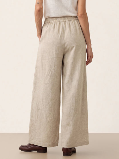 100% Linen Pleated Waist Wide Leg Pants LOUISA by LINTICO