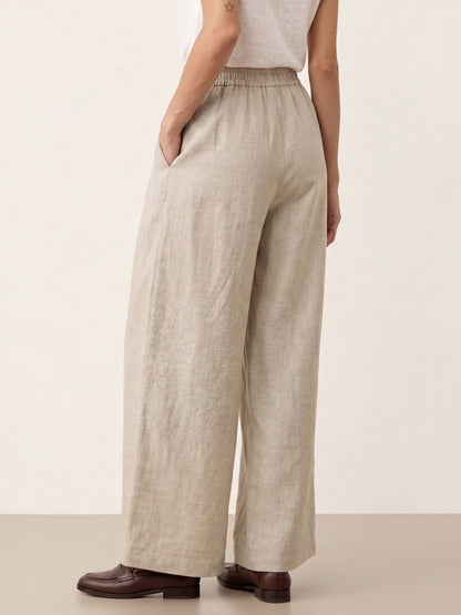 100% Linen Pleated Waist Wide Leg Pants LOUISA by LINTICO