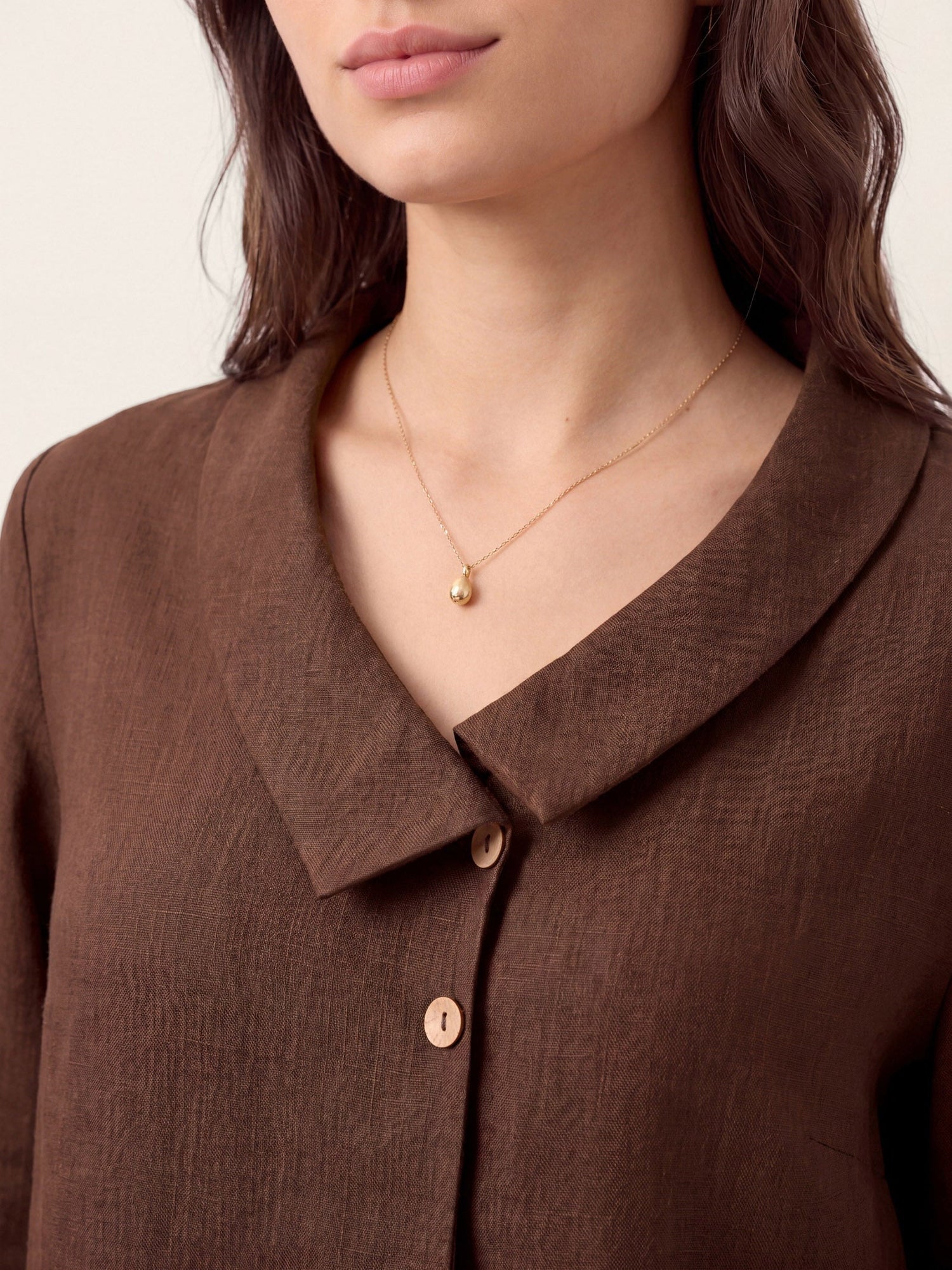 100% Linen Asymmetric Collar Inverted Pleat Top OTTILIE by LINTICO