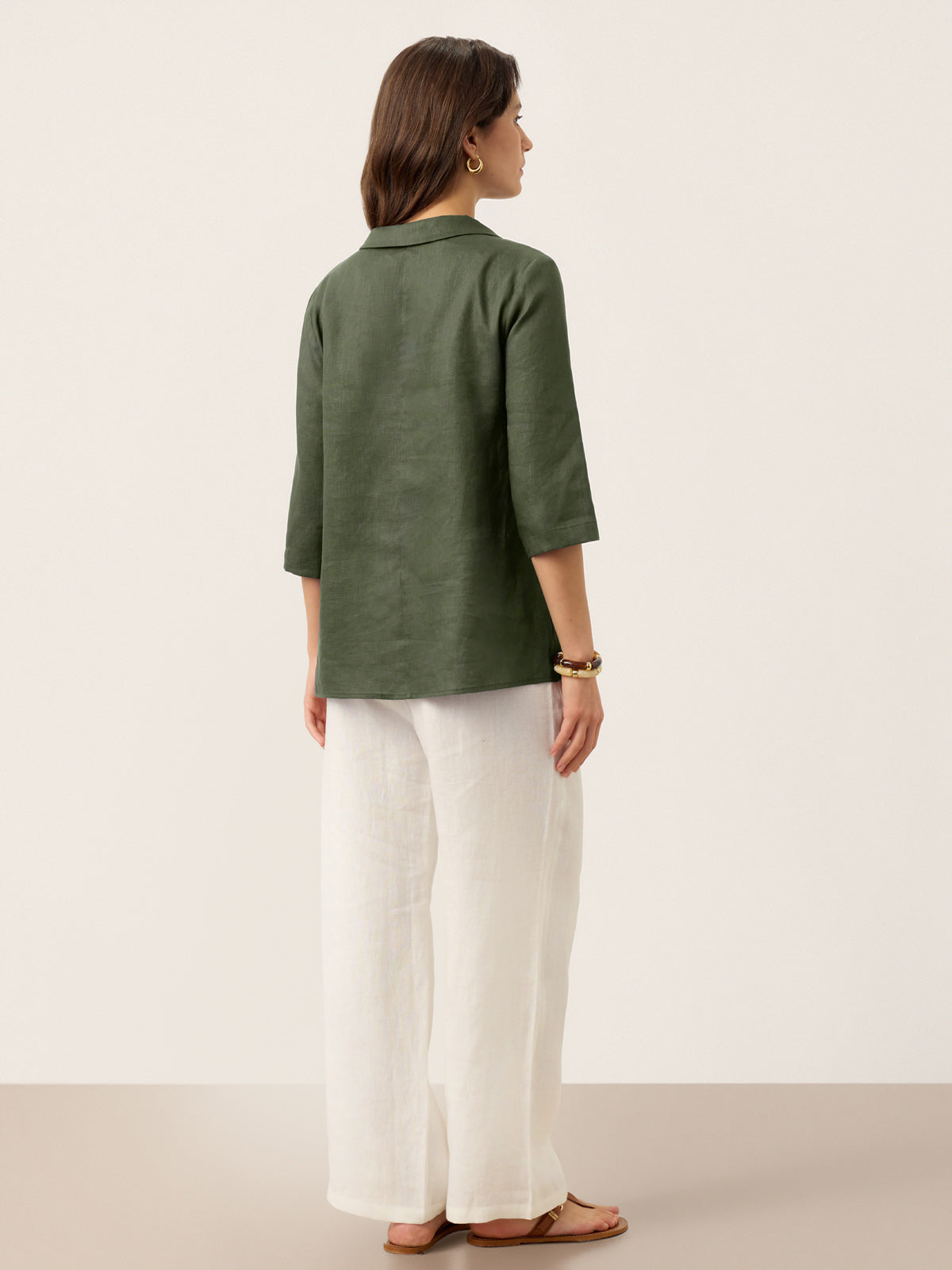 100% Linen Asymmetric Collar Inverted Pleat Top OTTILIE by LINTICO