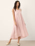 100% Linen Asymmetric Pleat A-Line Midi Dress KARINA by LINTICO