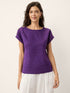 100% Linen Round Neck Button Detail Top ISABELLE by LINTICO